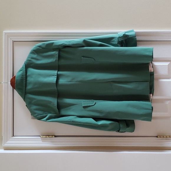 Calvin Klein Kelly Green Double Breasted Belted Trench Jacket / Coat Women's 1X - Picture 4 of 9